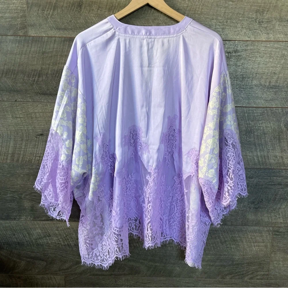 Free People Intimately Purple Night Out Sleep Shirt Top Floral Buttondown XS - Picture 7 of 8